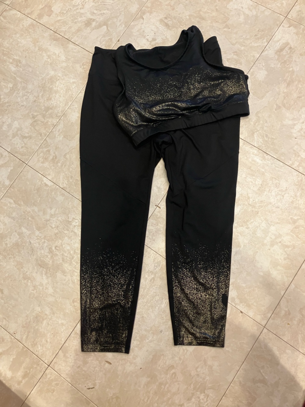 C&C California Black Active Two-Piece Set with Gold Glitter